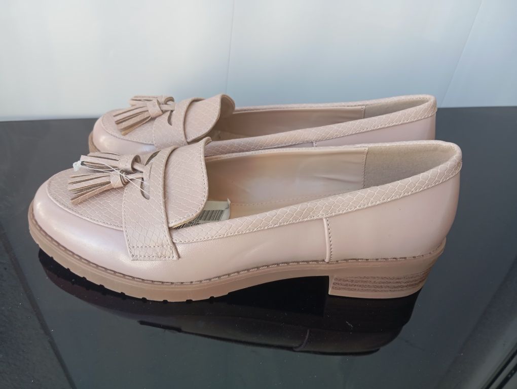 R. 38 Nowe Damskie buty Dorothy Perkins Loafers Bluch Litry beżowe cie