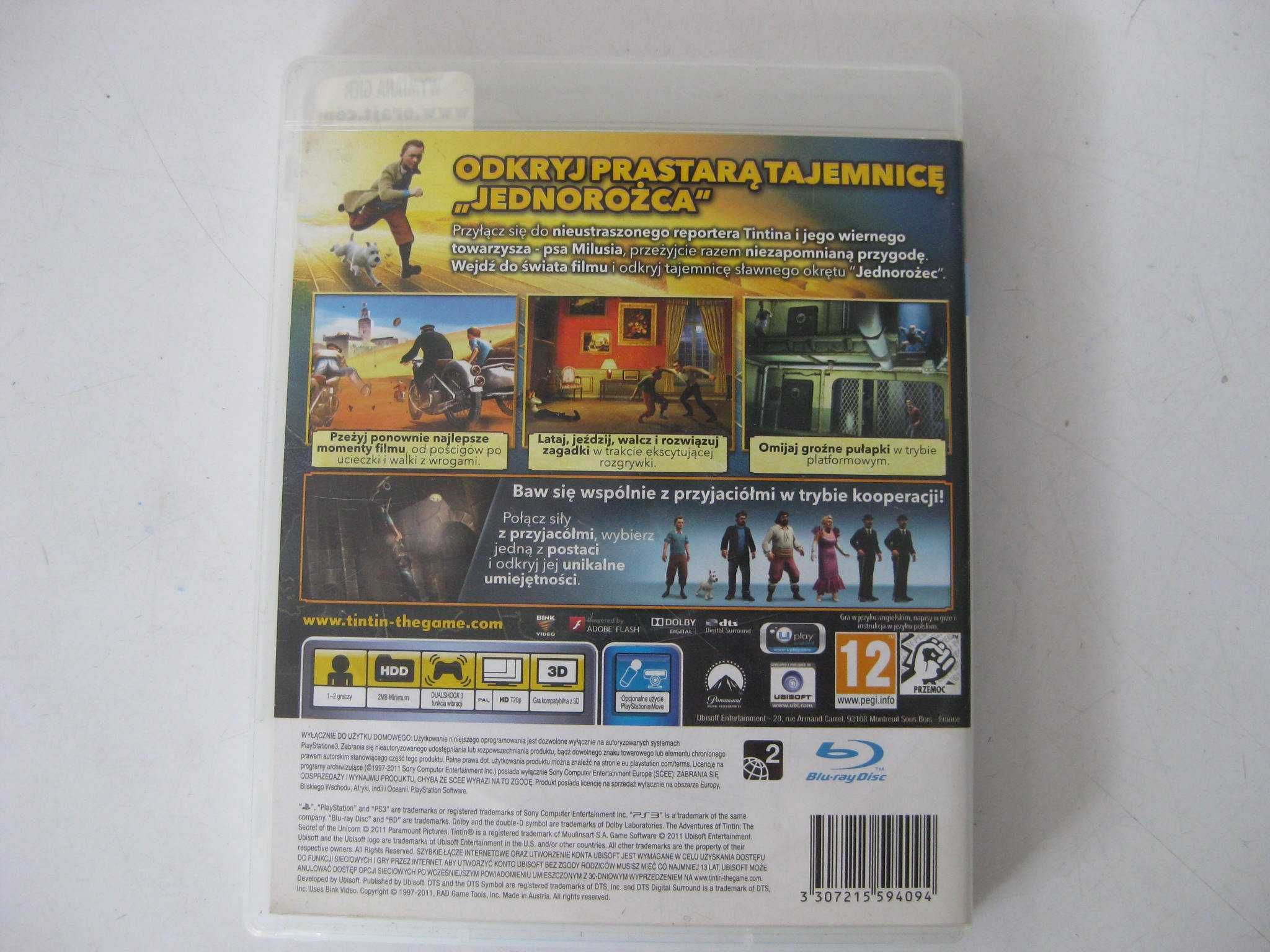 Gra na PS3 PlayStation 3 Przygody Tintina PL