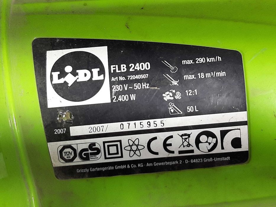 Dmuchawa / odkurzacz do liści FLB 2400 Grizzly niemiecka