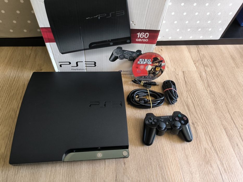 PS3 com caixa +  jogo + mais cabos Setúbal
