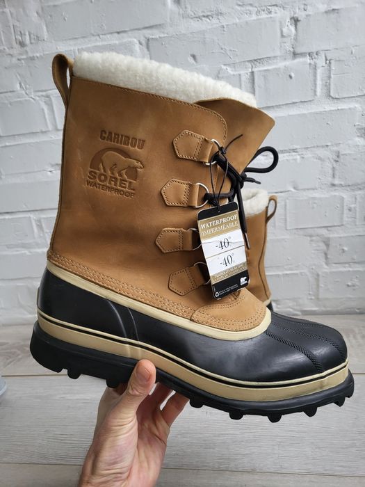 Sorel Caribou -40t.USA.Кожаные сноубутсы с валянком 46-47р 31см