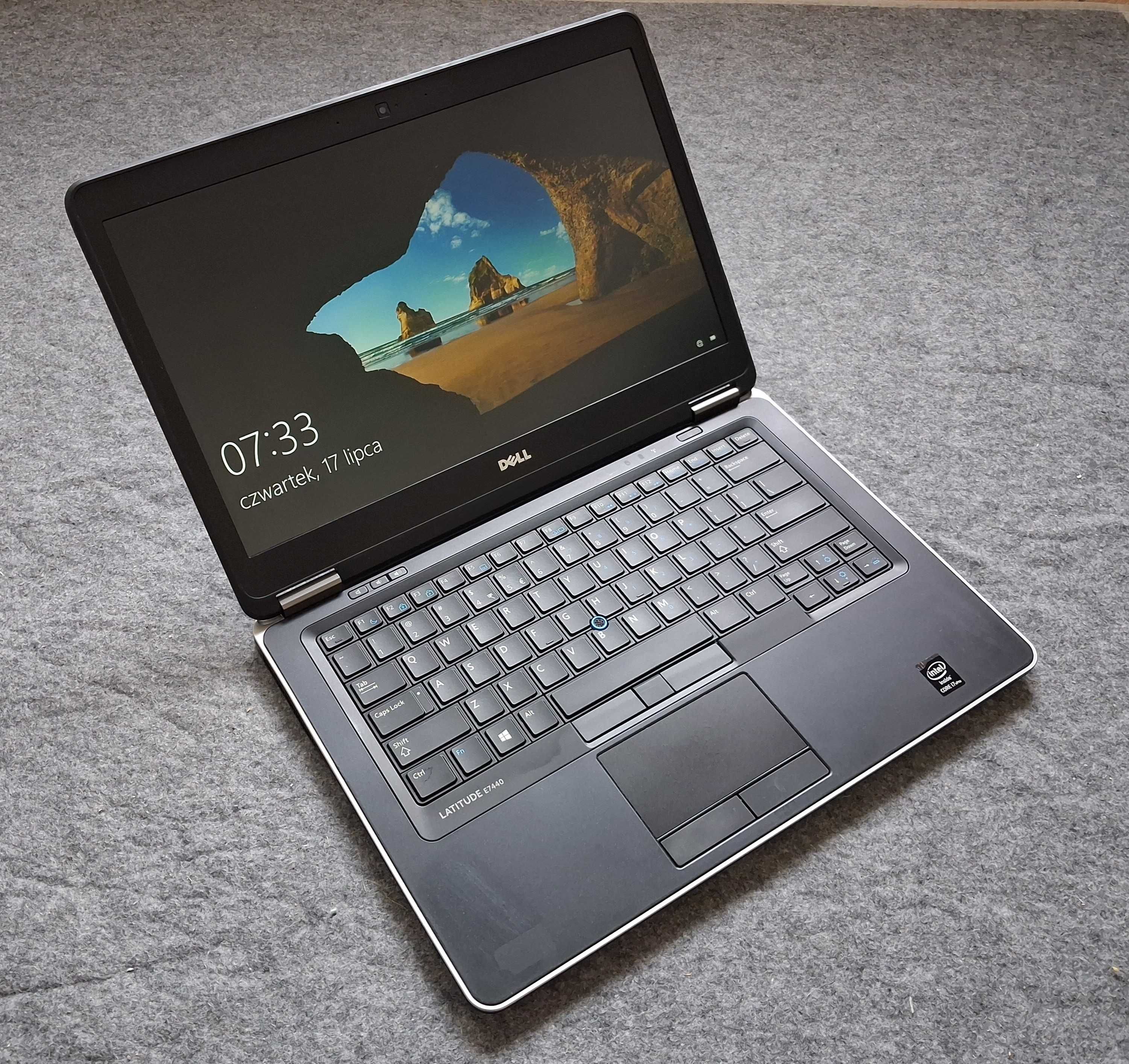 Laptop 14" Dell E7440 FHD 1920x1080 * I7 * 8GB * 240GB SSD W10 KLASA A
