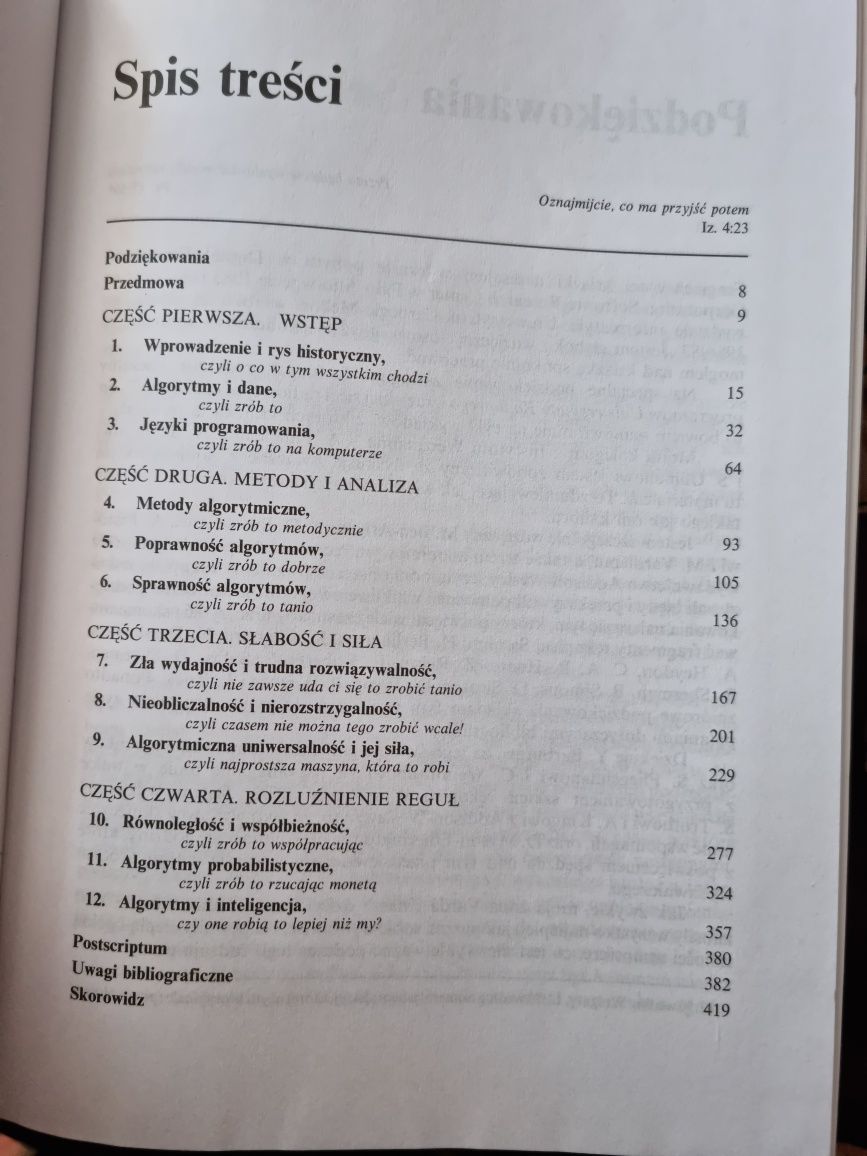Rzecz o istocie informatyki Algorytmika Harel