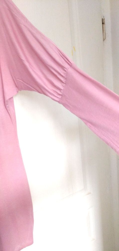 Tunika jasnoróżowa Zara różowa długa bluzka długi rękaw M 38 S 36