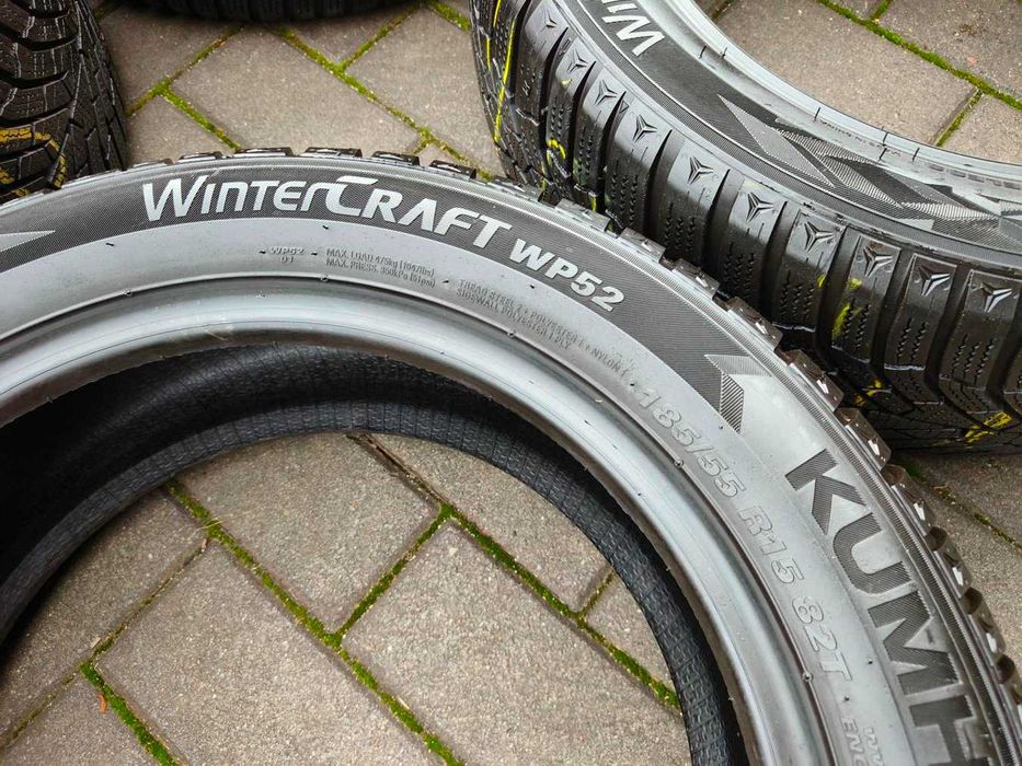 185/55 82T R15 KUMHO WinterCraft WP52 2022r 8mm Zimowe 4szt Opony