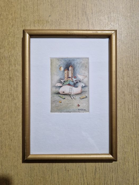Obrazek grafika artystyczna autorstwa Moshé Malka, Paryż, sygnowana