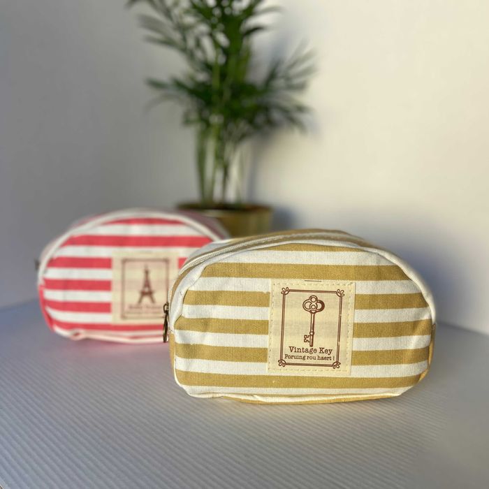 Bolsa nécessaire de algodão bege