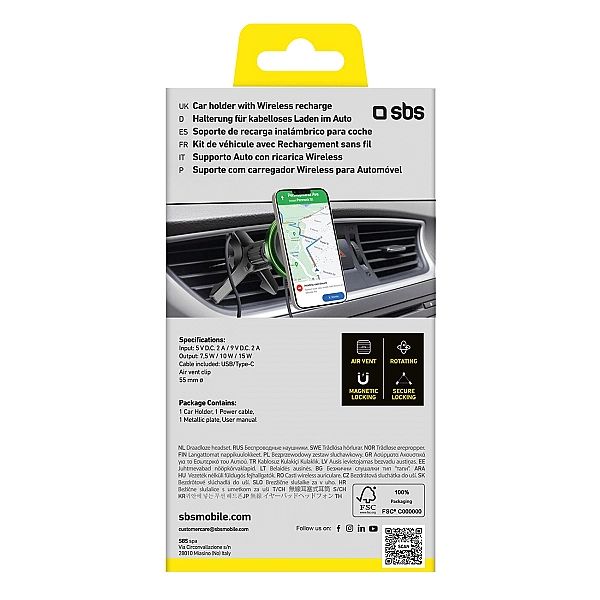 Uchwyt do smartfona z ładowarką bezprzewodową SBS TESUPMAGWIR15W na kr