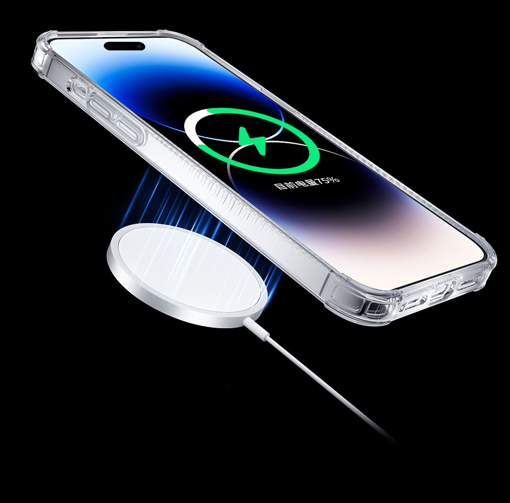 magnetyczne etui iphone 14 plus magsafe pqy go out series srebrne