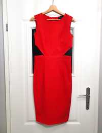 Czerwona sukienka MIDI na wesele komunię chrzest M