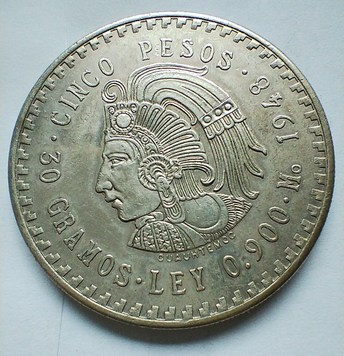 Cinco 5 pesos Meksyk 1948 srebro
