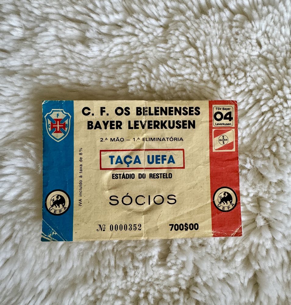 (Bilhete Raro) Belenenses - Bayer Leverkusen 1988