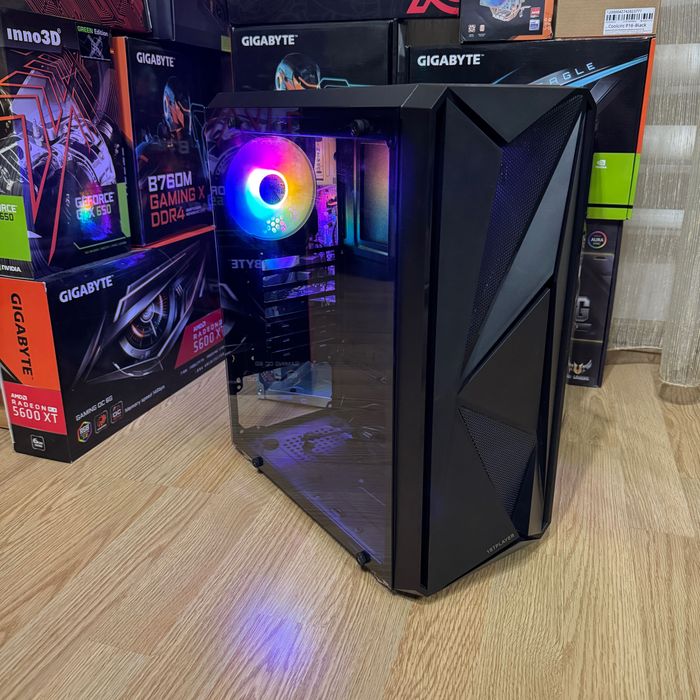 Чорний корпус 1stPlayer + RJB Вентилятор з підсвіткою до ПК, PC