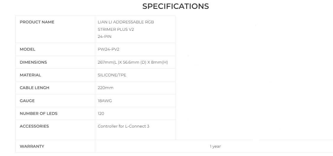 Кабель для ПК Lian Li Strimer Plus V2 24-pin (including controller)