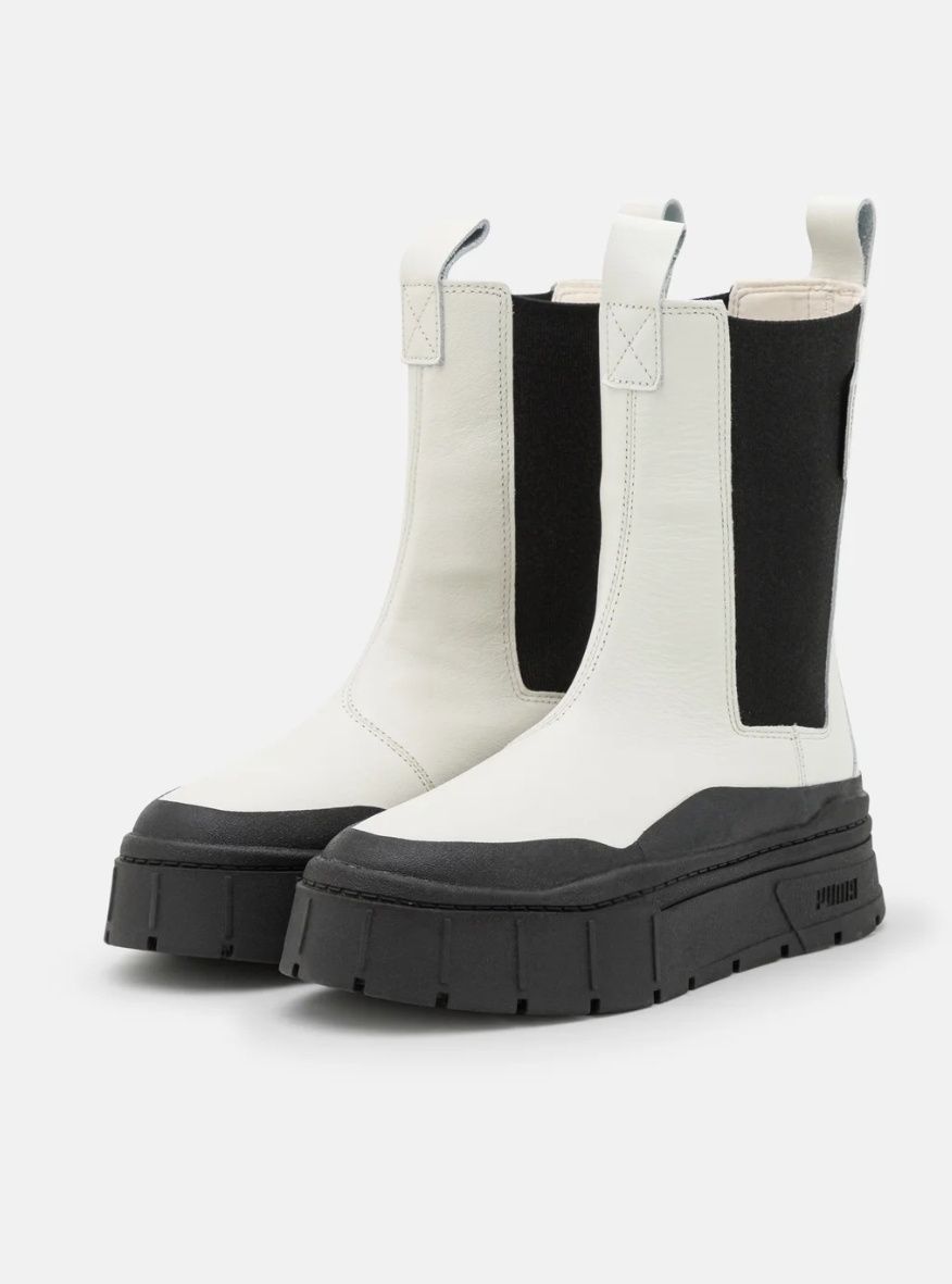 PUMA Mayze Stack botki na platformie 40 41 skóra nat. black white NEW