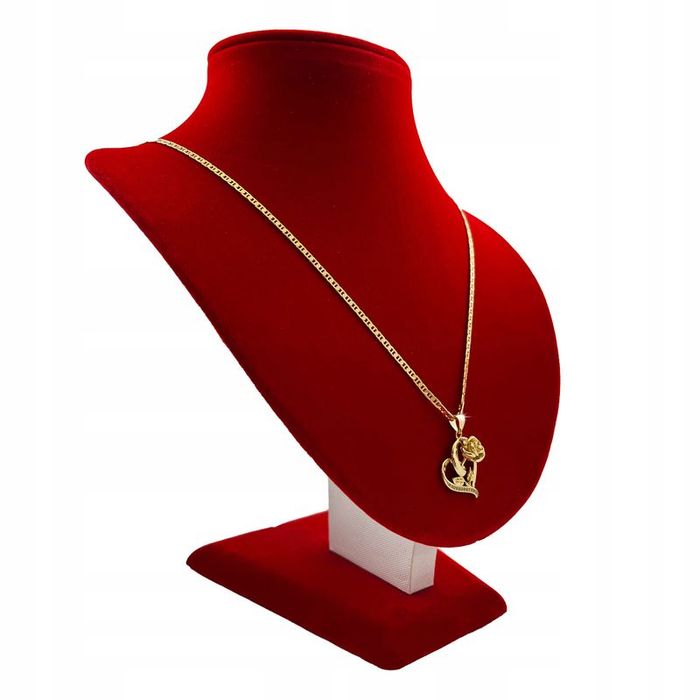 Ekskluzywny Damski Łańcuszek Gucci + Duże Serce Z Różą Srebro 925 Złot