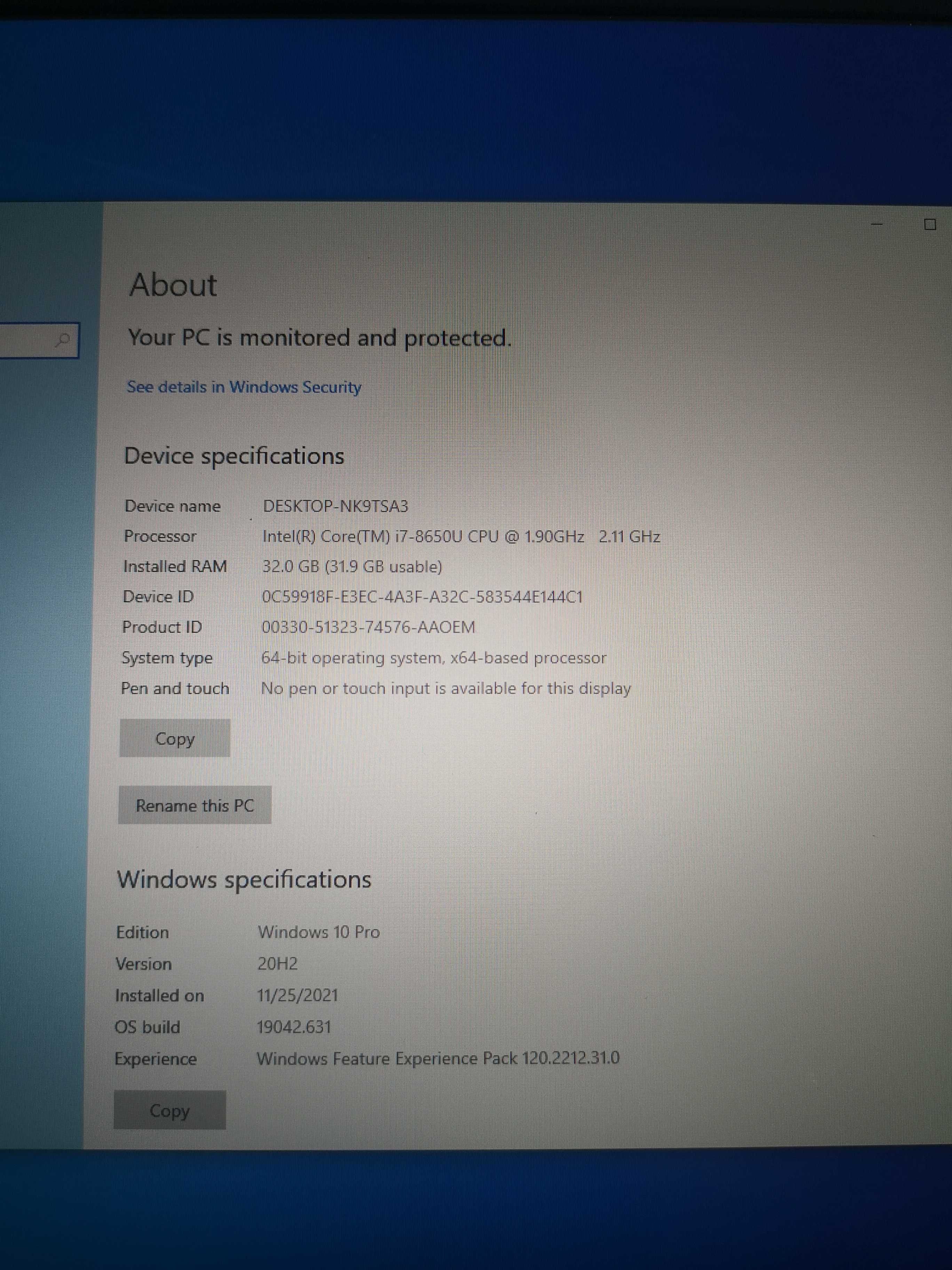 Laptop Dell Latitude 7490 i7 32 GB RAM 256 SSD Windows 10 Pro