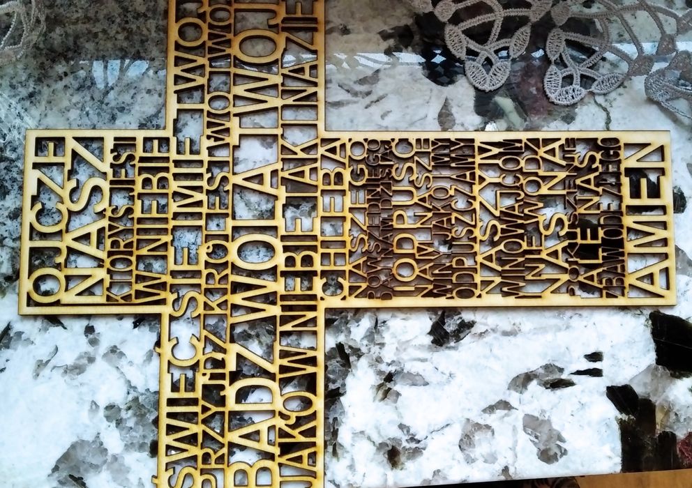 Krzyż drewniany duży z Modlitwą Ojcze Nasz