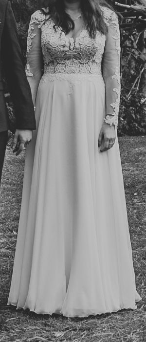 suknia ślubna justin alexander 6422 na wysoką duży biust koronka boho