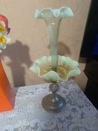 ваза фруктовница урановое стекло Богемия