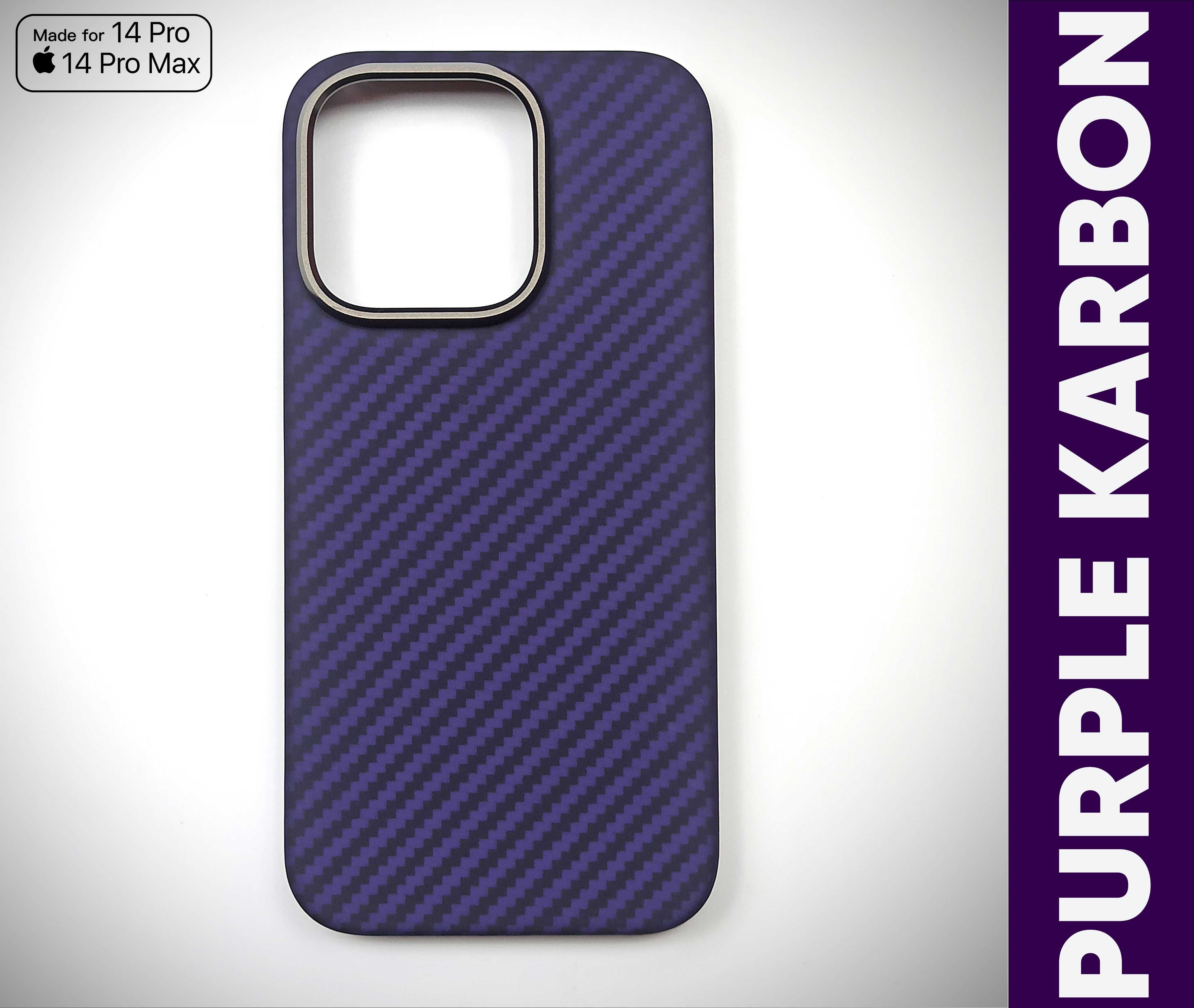 Карбоновый чехол iPhone 14 Pro Max (Purple) с кольцом камеры