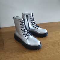 36 NOWE Zara srebrne buty martensy oficerki glany wysokie buciki