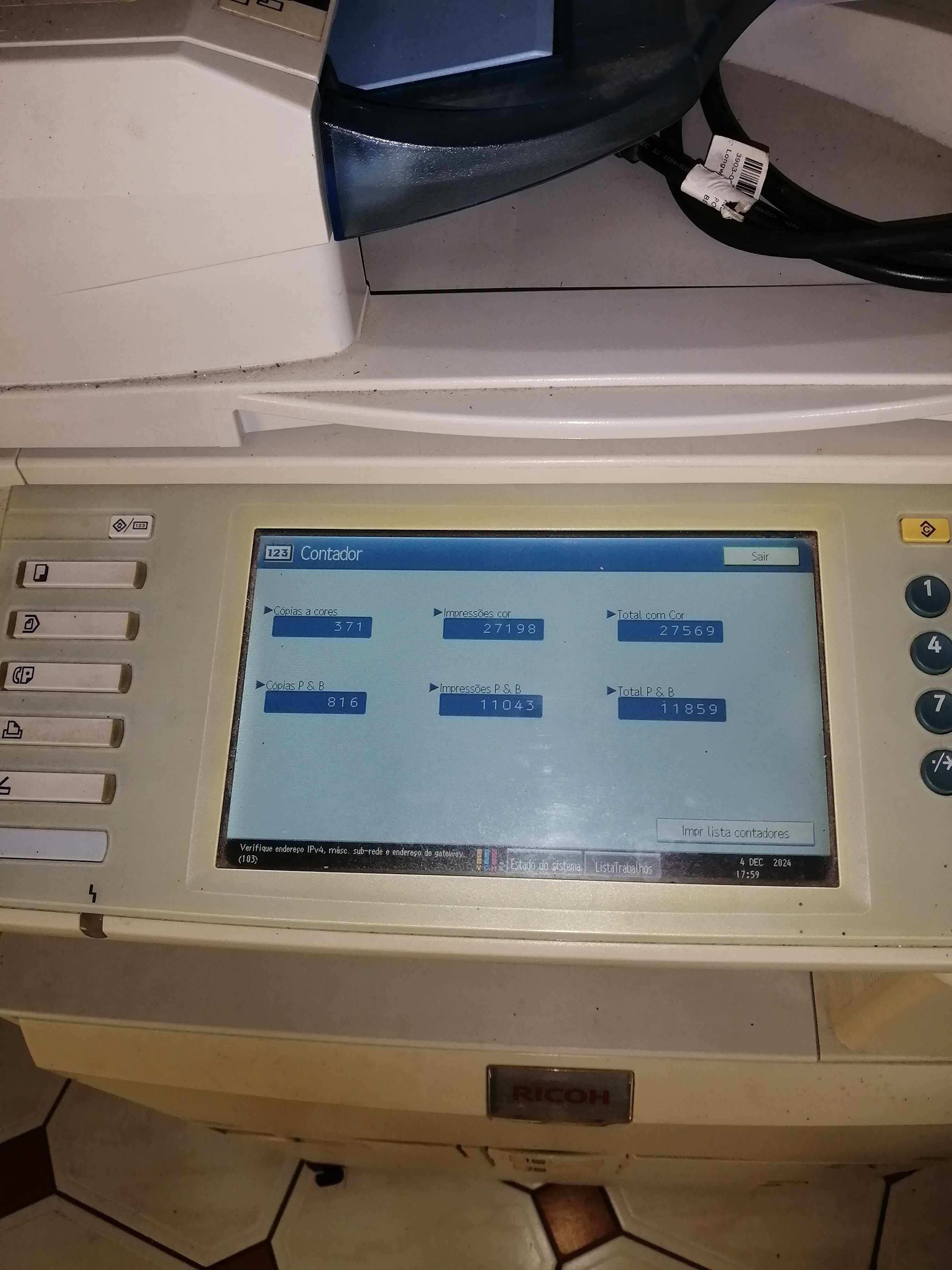 Impressora Laser a Cores A3 Multifunções Ricoh Afício MP C3300