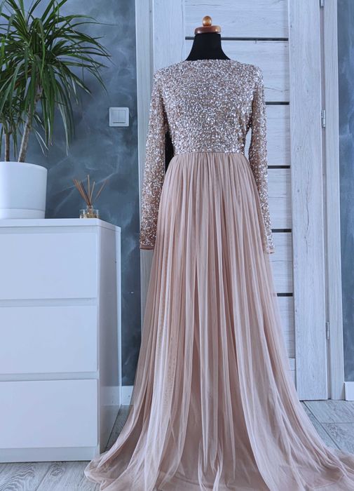 długa tiulowa suknia wieczorowa balowa rozmiar xxl 44 na bal wesele