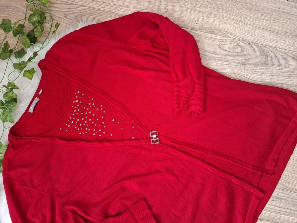 1+1 gratis, Elegancki czerwony sweter, Modal, 5 x,6 xl l