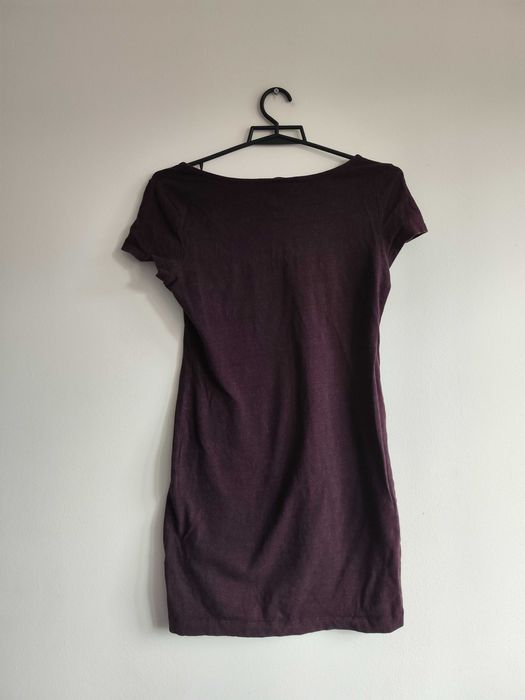 Fioletowa bawełniana koszulka H&M Bassic S