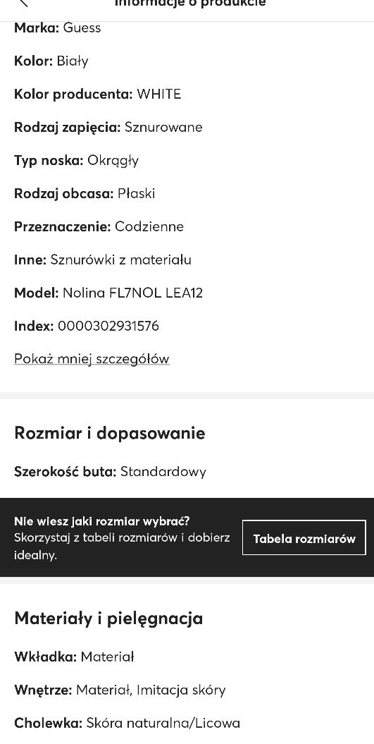 Sneakersy guess białe r. 38