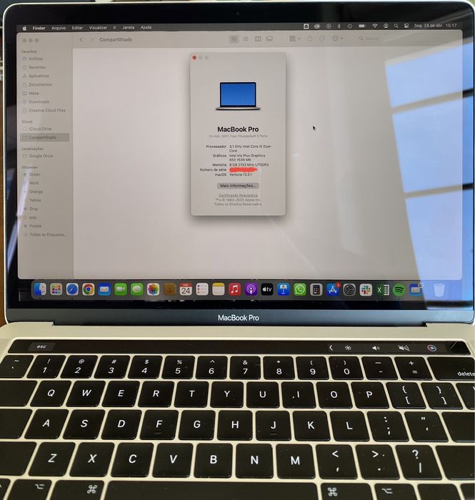 MacBook Pro 13.3 2021 modelo 2017, bateria com apenas 335 ciclos