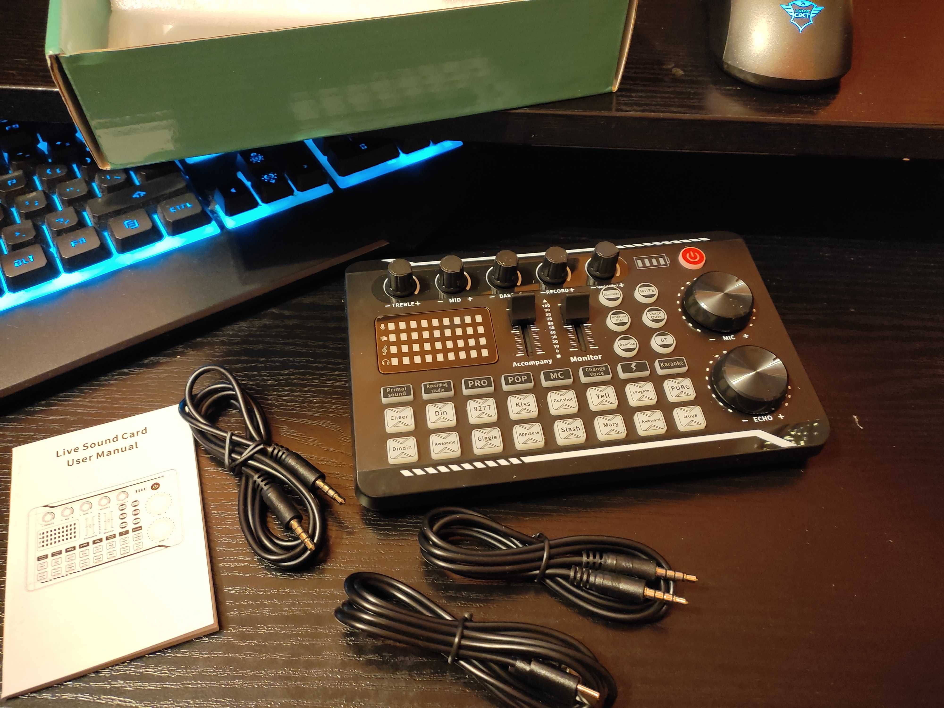 karta USB Pc/Android tablet mikser na żywo live efekty bateria
