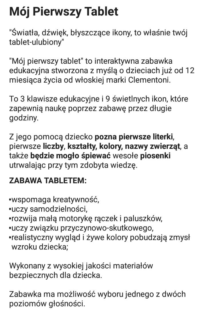 Tablet maluszka clementoni