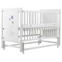 Кроватка Babyroom Медвежонок (M-02) маятник, откидной бок, бук, белый