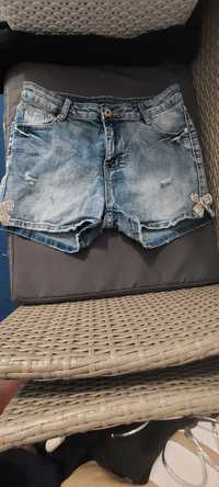 Spodenki jeans xl z ozdobymi kokardami nowe