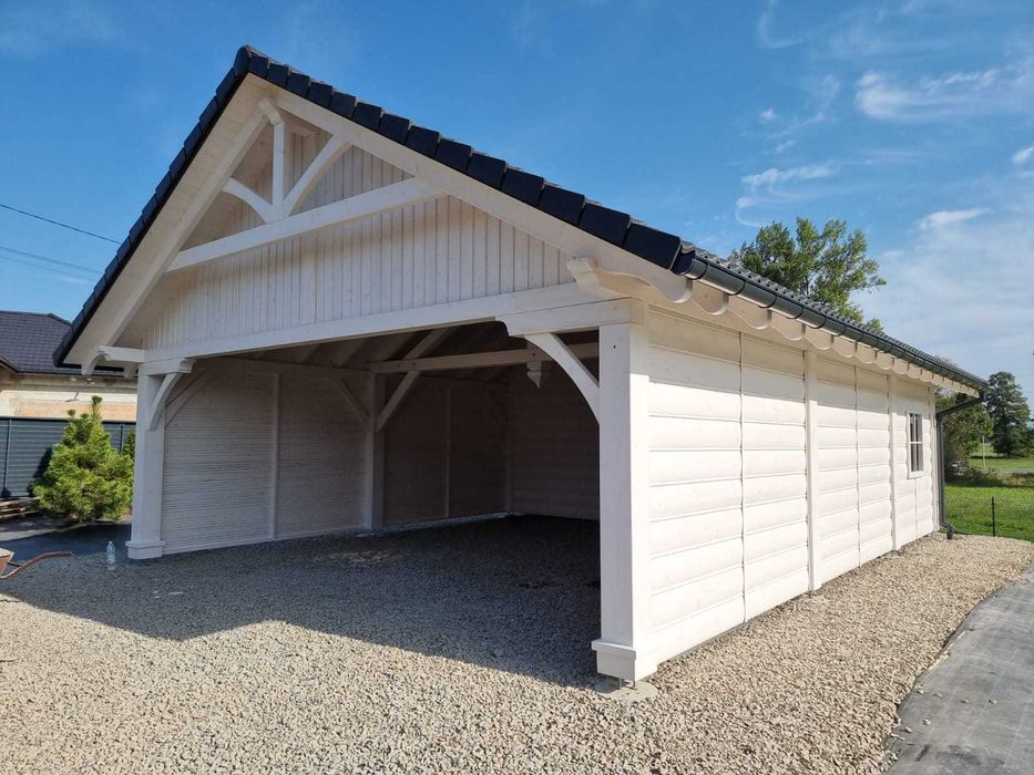 Wiata drewniana 7x10, garażowa, zdobiona - Bielsko