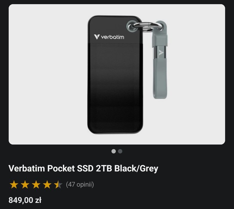 Nowy dysk twardy Verbatim Pocket SSD 2TB Black/Grey