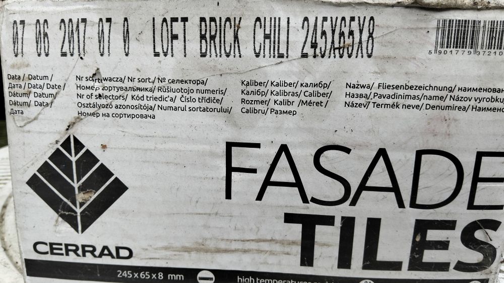 Klinkier dekoracyjny elewacyjny cegła Loft Brick Chili 24.5x6.5x0.8 cm