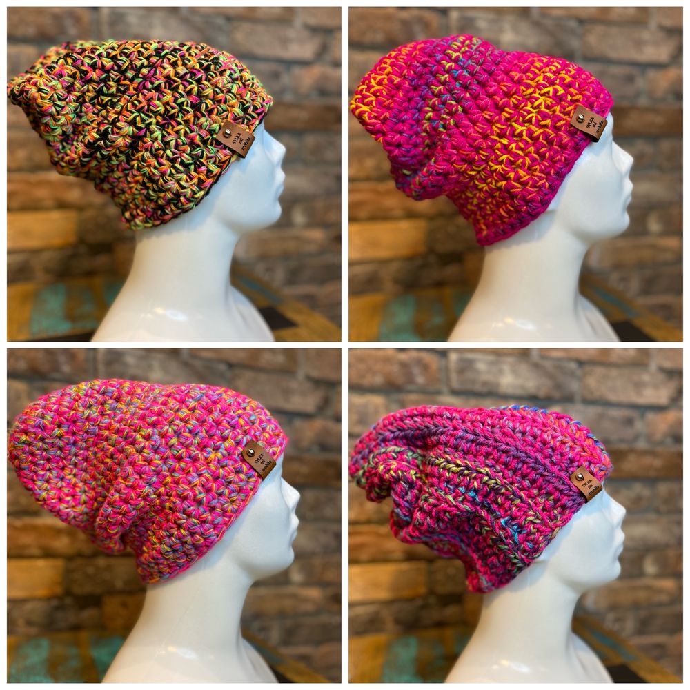 Czapka handmade boho beanie na szydełku