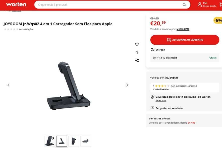 JOYROOM Jr-Wqs02 4 em 1 Carregador Sem Fios para Apple