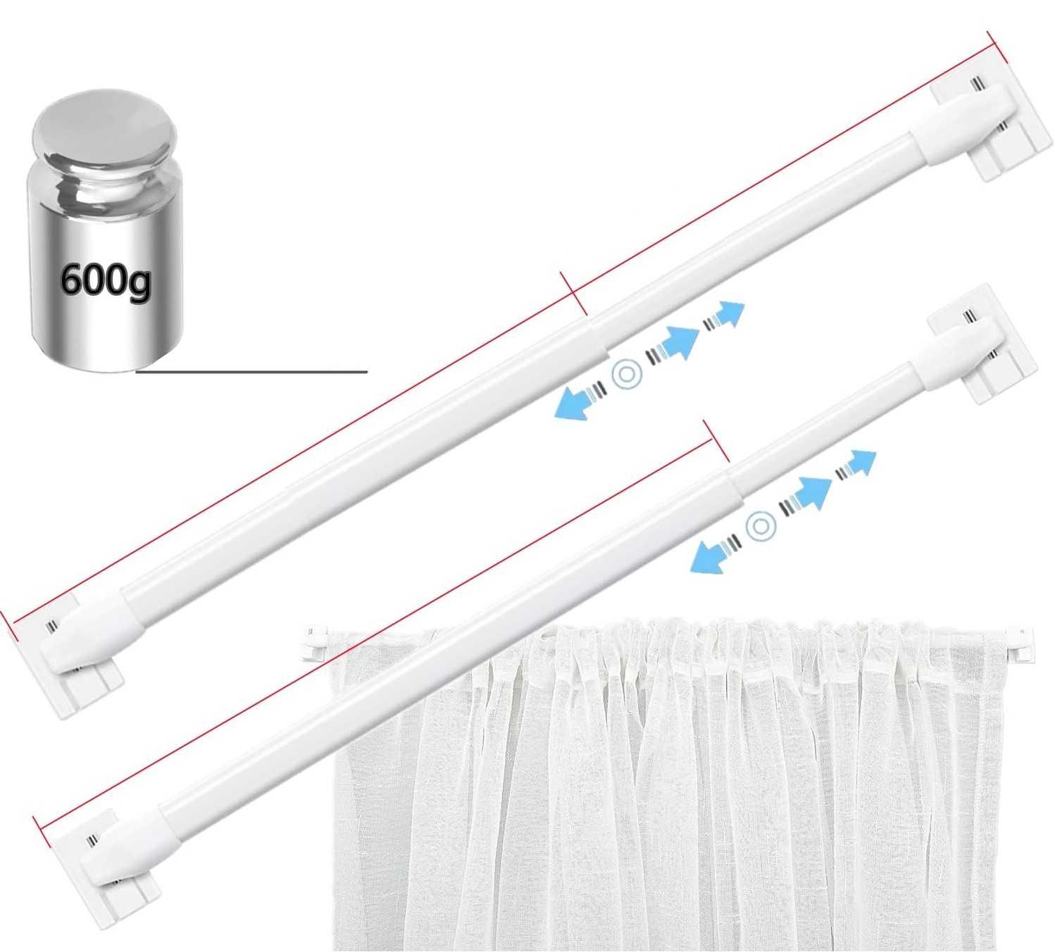 Karnisz mini do zazdrostek zasłon kuchennych 40-70cm biały 2szt