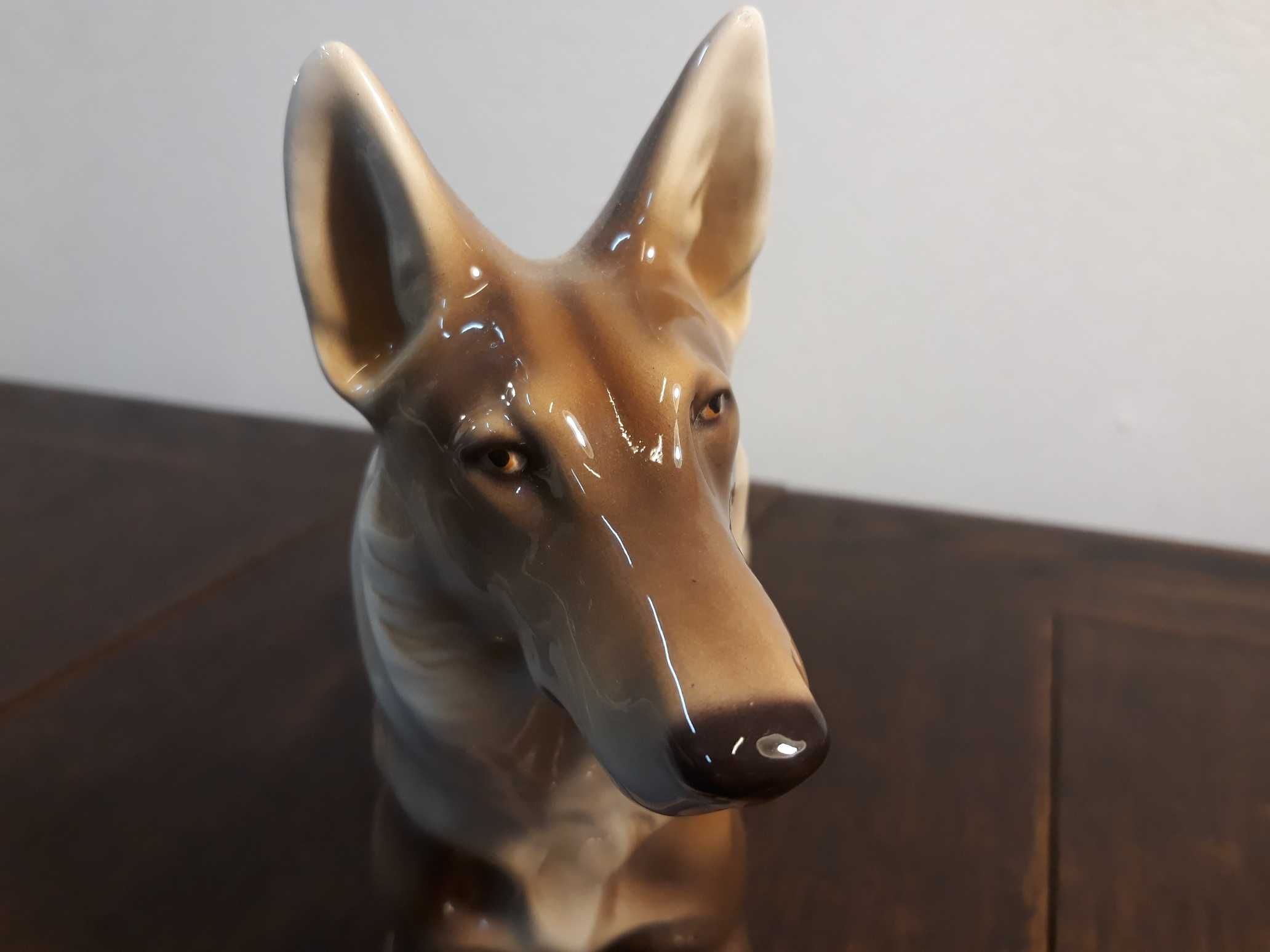 Figurka porcelanowa pies owczarek wilczur Steffl Keramik Wiedeń