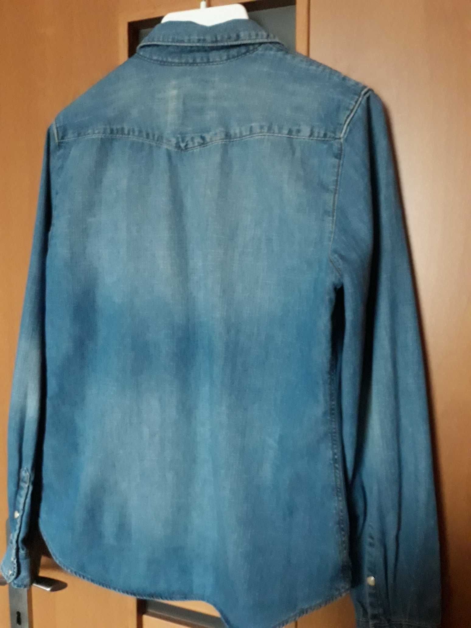Bluzka dżinsowa niebieska koszula kieszonki H&M bawełna rozmiar 36