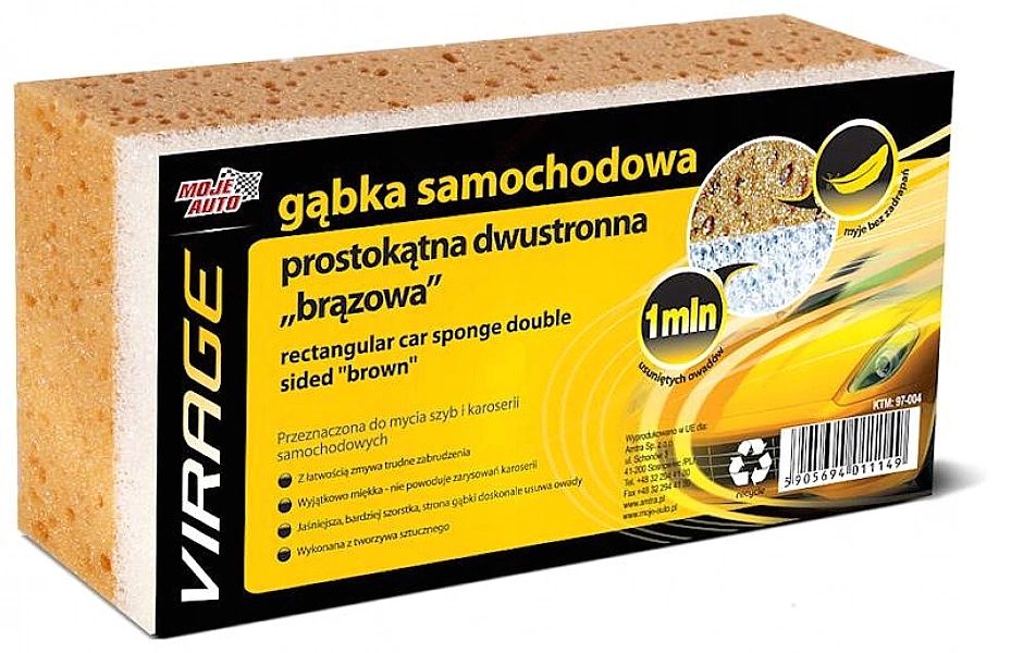 Gąbka Samochodowa Prostokątna Dwustronna Moje Auto
