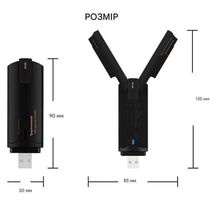 FENVI AXE5400 WiFi 6E високошвидкісний USB-адаптер для ПК чи ноутбука