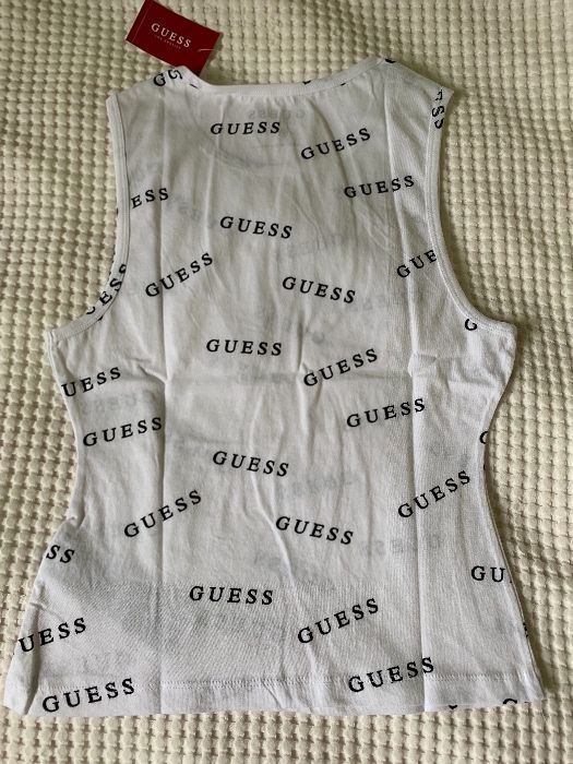 Guess logo NOWA bokserka top damska biala z czarnymi napisami, roz S,M