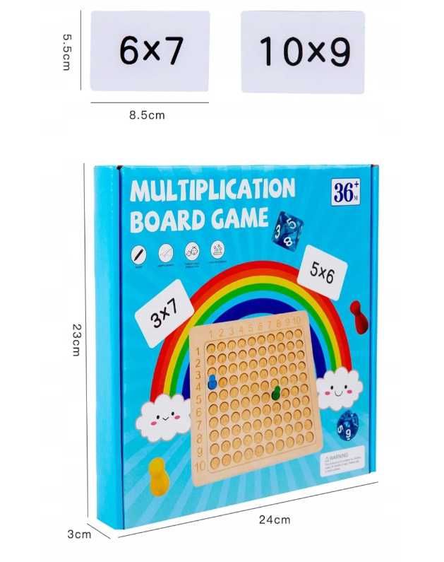 Nauka tabliczki mnożenia, matematyki, gra edukacyjna, zestaw,drewniana