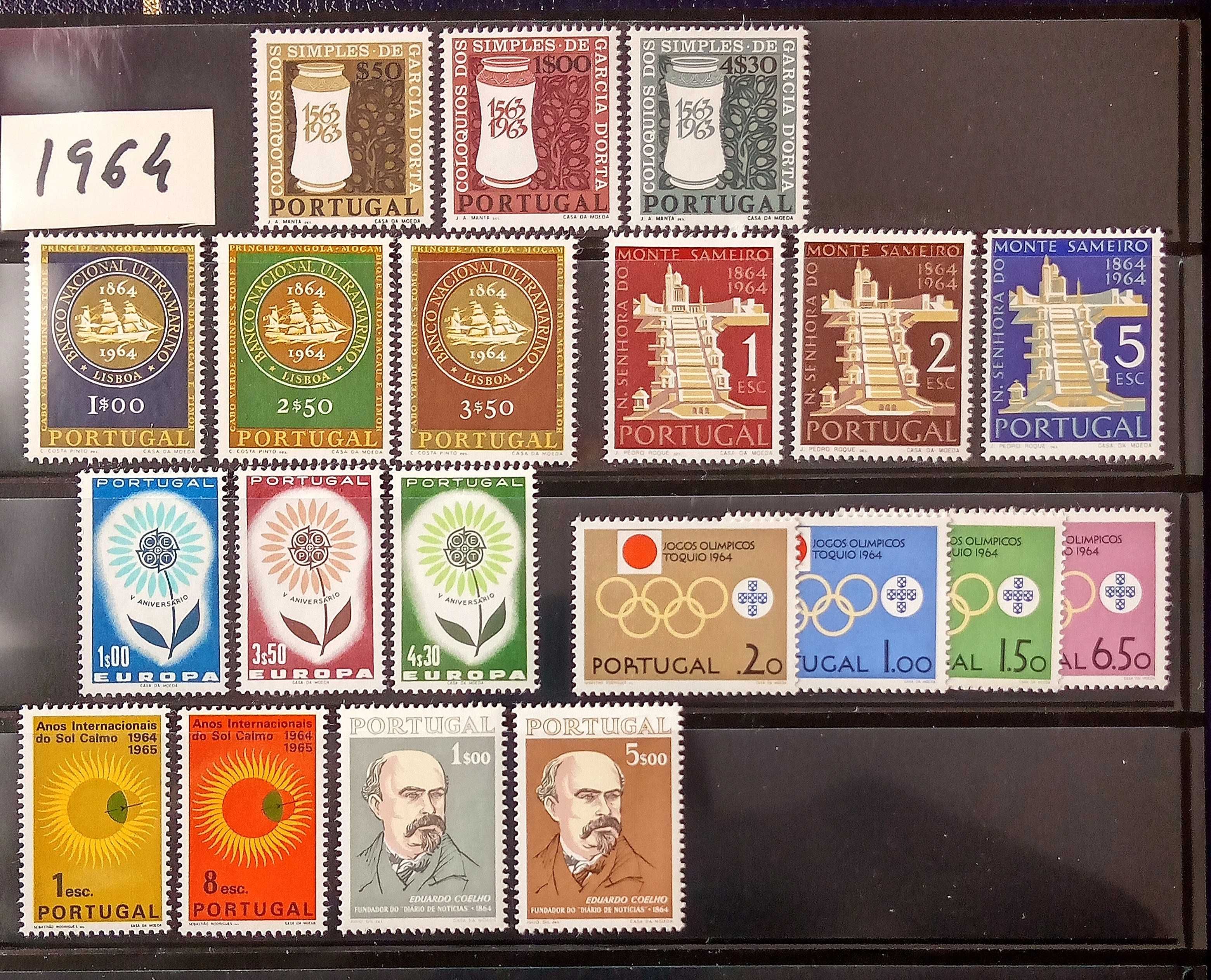 Selos de Portugal 1964 ano completo