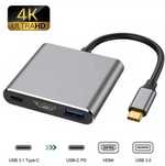 Адаптер перехідник USB Type-C Хаб 3 в 1 HDTV (HDMI) USB 3.0 Type-C
